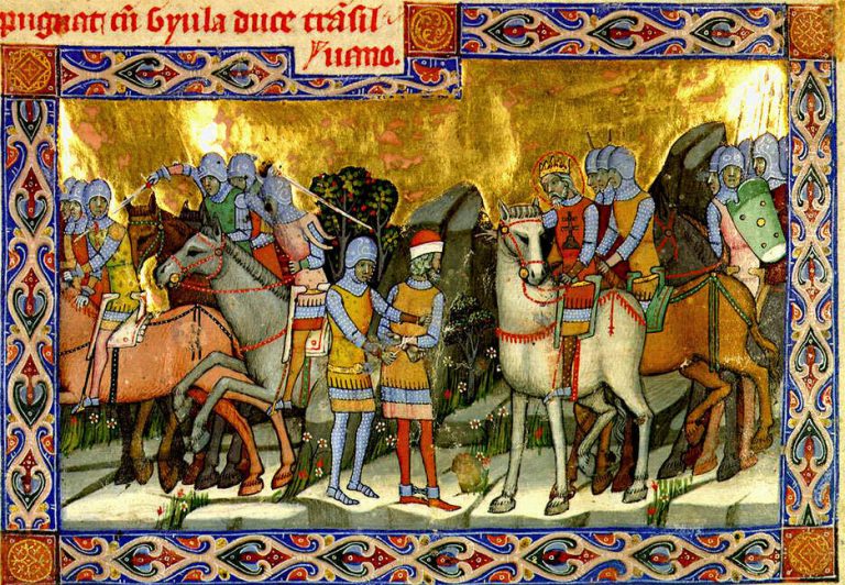 Szent István elfogja az erdélyi Gyulát. (Kép forrása: Wikipédia)