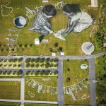 Földfestmény a New York-i ENSZ-székháznál. Fotó: MTI/EPA/Keystone/Valentin Flauraud