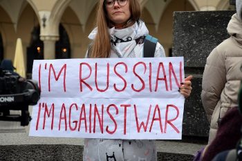 Orosz háborúellenes tüntető