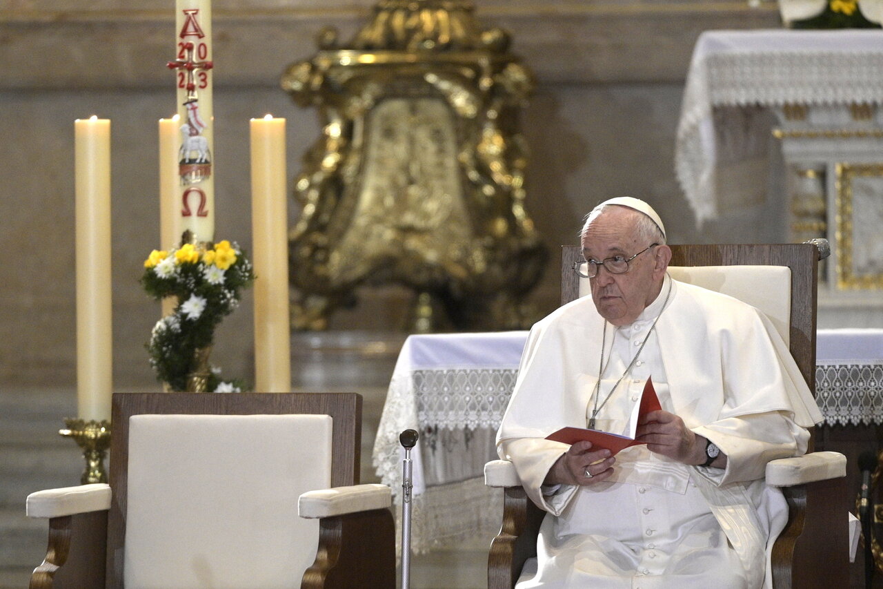 Ferenc pápa a Szent István-bazilikában