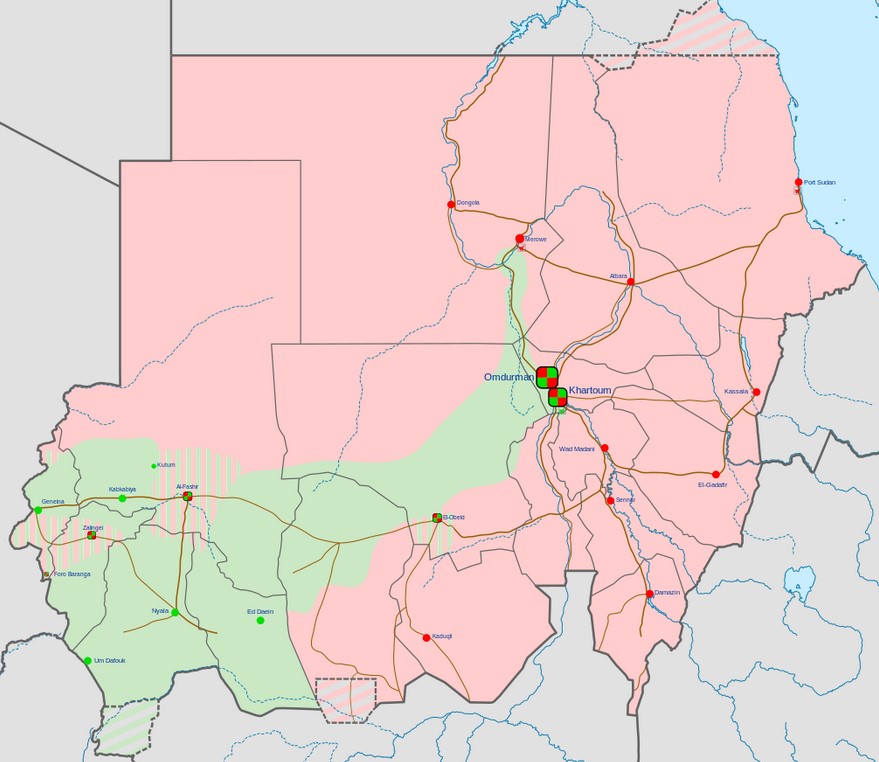 szudán konfliktus térkép
