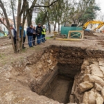 Kolozsvár római kori falrész feltárása. Fotó: Emil Boc/Facebook