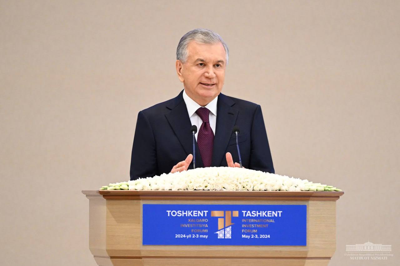 Shavkat Mirziyoyev üzbég elnök TIIF Üzbegisztán taskent