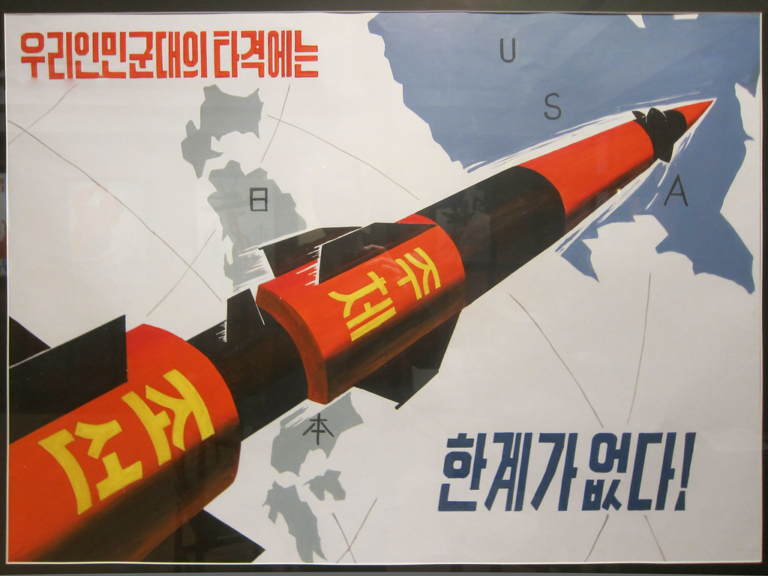 észak-koreai rakéta propaganda poszter