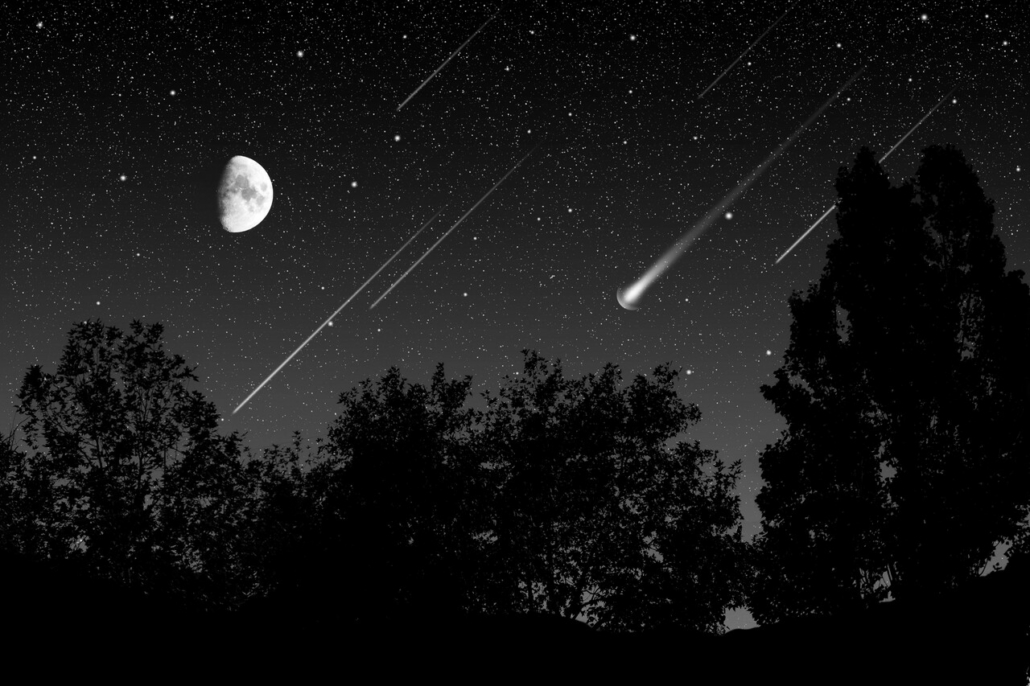 Orionidák meteorraj illusztráció Éta Aquaridák