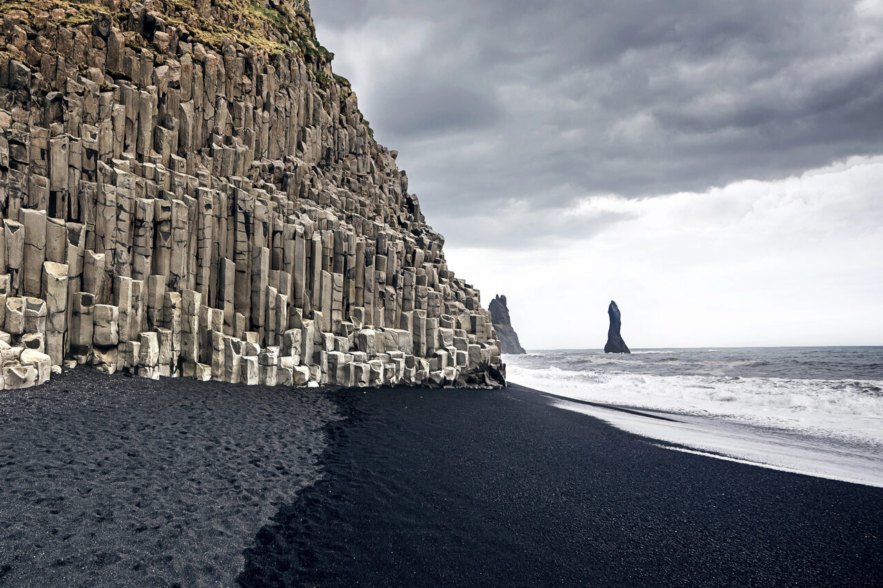 Reynisfjara Izland fekete homokos tengerpart