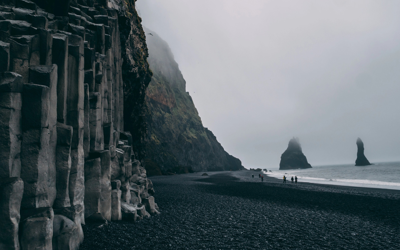 Reynisfjara Izland fekete homokos tengerpart