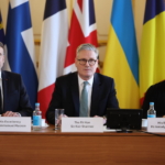 Keir Starmer Emmanuel Macron Volodimir Zelenszkij Ukrajna háború orosz ukrán