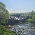 Maroshévíz híd összeomlott, Erdély, fedeles híd, Maroshévíz, történelmi híd, kár