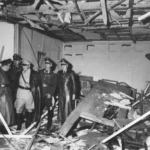A Hitler elleni merénylet helyszíne a Farkasveremben 1944. július 20-án, a robbanás utáni károkkal