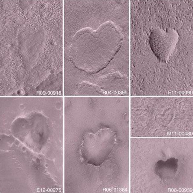 Mars bolygó szív alakakzatok kráter NASA 