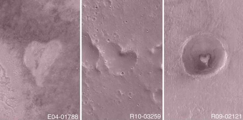 Mars bolygó szív alakakzatok kráter NASA 