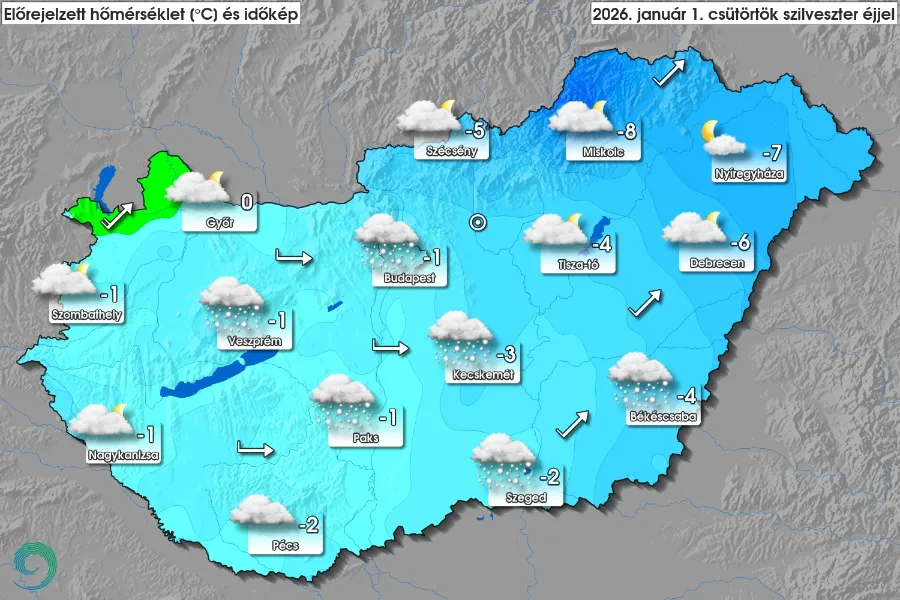 Időjárás-előrejelzés Szilveszterre